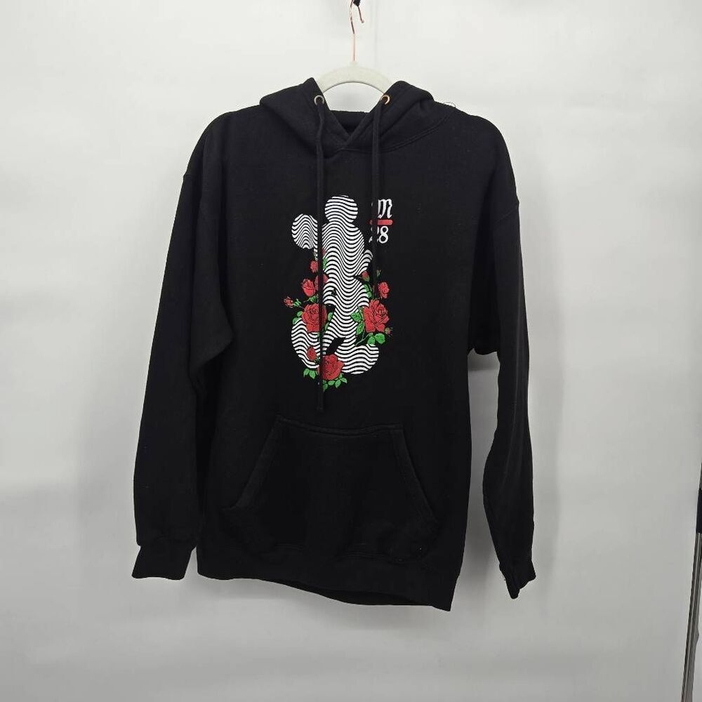 Disney Neff Mickey Mouse Hoodie Size Medium Black Roses Flawed